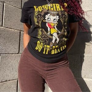 Betty Boop Cowgirl Graphic Tee XS | Black Western Rodeo Y2K T-Shirt